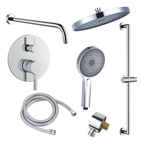 Samuel Müeller SMAPRK1610HB-2-PC Astra Two Function Round ADA Pressure Balance With Hand Shower On Bar Set, Polished Chrome