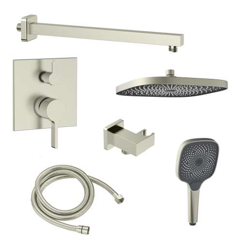 Samuel Müeller SMAPSK1610H-2-BN Astra Two Function Square ADA Pressure Balance With Hand Shower Set, Brushed Nickel