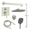 Samuel Müeller SMAPSK1610HB-2-BN Astra Two Function Square ADA Pressure Balance With Hand Shower On Bar Set, Brushed Nickel