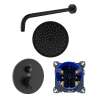 SMARTK1210-1-MB ArgoTherm Single Function Round Thermostatic Push Button Shower Set With 12-in Shower Arm, Matte Black