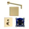 SMASTK1210-1-CB ArgoTherm Single Function Square Thermostatic Push Button Shower Set With 12-in Shower Arm, Champagne Bronze