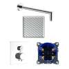 SMASTK1210-1-PC ArgoTherm Single Function Square Thermostatic Push Button Shower Set With 12-in Shower Arm, Polished Chrome
