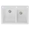 Samuel Müeller Adagio 33in x 22in silQ Granite Drop-in Double Bowl Kitchen Sink with 3 BAE Faucet Holes, White
