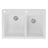 Samuel Müeller Adagio 33in x 22in silQ Granite Drop-in Double Bowl Kitchen Sink with 2 BA Faucet Holes, White