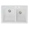 Samuel Müeller Adagio 33in x 22in silQ Granite Drop-in Double Bowl Kitchen Sink with 2 BC Faucet Holes, White