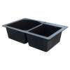 Samuel Müeller SMATDD3322-09-BACD Adagio 33-in x 22-in x 10-in D-Shape 1-3/4 Double Bowls Drop-In silQgranite Kitchen Sink With 4 BACD Faucet Holes, Black
