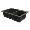 Samuel Müeller SMATDD3322-12-BACD Adagio 33-in x 22-in x 10-in D-Shape 1-3/4 Double Bowls Drop-In silQgranite Kitchen Sink With 4 BACD Faucet Holes, Espresso