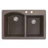 Samuel Müeller Adagio 33in x 22in silQ Granite Drop-in Double Bowl Kitchen Sink with 2 BC Faucet Holes, Espresso