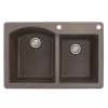 Samuel Müeller Adagio 33in x 22in silQ Granite Drop-in Double Bowl Kitchen Sink with 2 BE Faucet Holes, Espresso