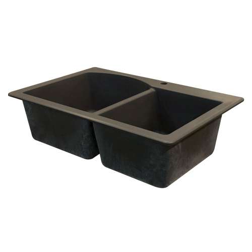 Samuel Müeller SMATDD3322-12-BE Adagio 33-in x 22-in x 10-in D-Shape 1-3/4 Double Bowls Drop-In silQgranite Kitchen Sink With 2 BE Faucet Holes, Espresso