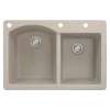 Samuel Müeller Adagio 33in x 22in silQ Granite Drop-in Double Bowl Kitchen Sink with 3 BAD Faucet Holes, Cafe Latte