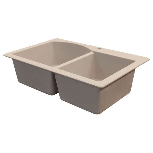 Samuel Müeller SMATDD3322-16-BAD Adagio 33-in x 22-in x 10-in D-Shape 1-3/4 Double Bowls Drop-In silQgranite Kitchen Sink With 3 BAD Faucet Holes, Cafe Latte