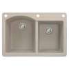 Samuel Müeller Adagio 33in x 22in silQ Granite Drop-in Double Bowl Kitchen Sink with 3 BAE Faucet Holes, Cafe Latte