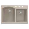 Samuel Müeller Adagio 33in x 22in silQ Granite Drop-in Double Bowl Kitchen Sink with 3 BCD Faucet Holes, Cafe Latte