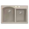 Samuel Müeller Adagio 33in x 22in silQ Granite Drop-in Double Bowl Kitchen Sink with 2 BC Faucet Holes, Cafe Latte