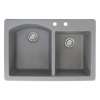 Samuel Müeller Adagio 33in x 22in silQ Granite Drop-in Double Bowl Kitchen Sink with 2 BC Faucet Holes, Grey