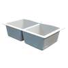 Samuel Müeller SMATDE3322-01-CAB Adagio 33-in x 22-in x 10-in Equal Double Bowls Drop-In silQgranite Kitchen Sink With 3 CAB Faucet Holes, White