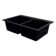 Samuel Müeller Adagio 33in x 22in silQ Granite Drop-in Double Bowl Kitchen Sink with 3 CAB Faucet Holes, Black