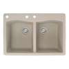 Samuel Müeller Adagio 33in x 22in silQ Granite Drop-in Double Bowl Kitchen Sink with 3 CAB Faucet Holes, Cafe Latte