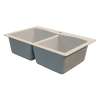 Samuel Müeller SMATDE3322-16-CAB Adagio 33-in x 22-in x 10-in Equal Double Bowls Drop-In silQgranite Kitchen Sink With 3 CAB Faucet Holes, Cafe Latte