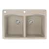 Samuel Müeller Adagio 33in x 22in silQ Granite Drop-in Double Bowl Kitchen Sink with 2 CA Faucet Holes, Cafe Latte