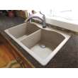 Samuel Müeller Adagio 33in x 22in silQ Granite Drop-in Double Bowl Kitchen Sink with 1 Pre-Drilled Center Faucet Hole, Cafe Latte