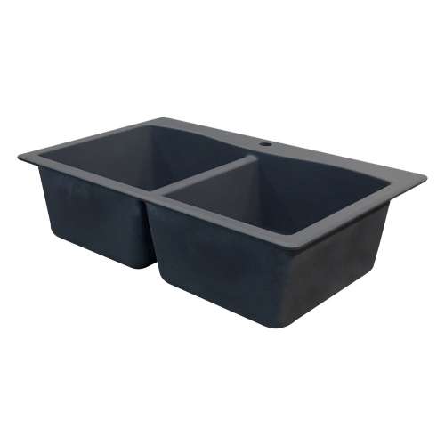 Samuel Müeller SMATDE3322-17-CAE Adagio 33-in x 22-in x 10-in Equal Double Bowls Drop-In silQgranite Kitchen Sink With 3 CAE Faucet Holes, Grey