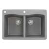 Samuel Müeller Adagio 33in x 22in silQ Granite Drop-in Double Bowl Kitchen Sink with 2 CA Faucet Holes, Grey