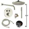 Samuel Müeller SMATRK1612HB-2-BN ArgoTherm Two Function Round Thermostatic Push Button With Hand Shower On Bar Set, Brushed Nickel