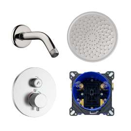 SMATRK910-1-M ArgoTherm Single Function Round Thermostatic Push Button Shower Set With 9-in Shower Arm