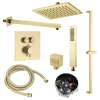 Samuel Müeller SMATSK1612HB-2-CB ArgoTherm Two Function Square Thermostatic Push Button With Hand Shower On Bar Set, Champagne Bronze