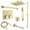 Samuel Müeller SMATSK1612TH-3-CB ArgoTherm Three Function Square Thermostatic Push Button With Hand Shower On Bar Shower And Tub Set, Champagne Bronze