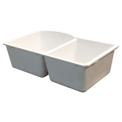 Samuel Müeller SMAUDD3120-01 Adagio 31-in x 21-in x 10-in D-Shape 1-3/4 Double Bowls Undermount silQgranite Kitchen Sink, White