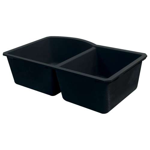 Samuel Müeller SMAUDD3120-09 Adagio 31-in x 21-in x 10-in D-Shape 1-3/4 Double Bowls Undermount silQgranite Kitchen Sink, Black