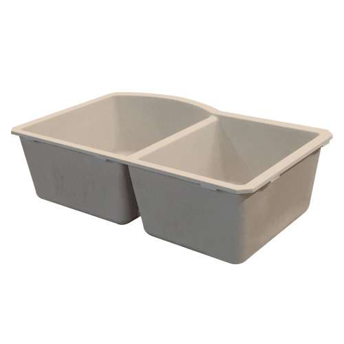 Samuel Müeller SMAUDD3120-16 Adagio 31-in x 21-in x 10-in D-Shape 1-3/4 Double Bowls Undermount silQgranite Kitchen Sink, Cafe Latte