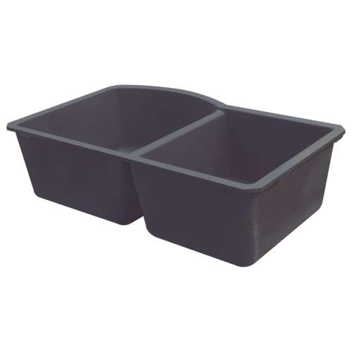 Samuel Müeller SMAUDD3120-17 Adagio 31-in x 21-in x 10-in D-Shape 1-3/4 Double Bowls Undermount silQgranite Kitchen Sink, Grey