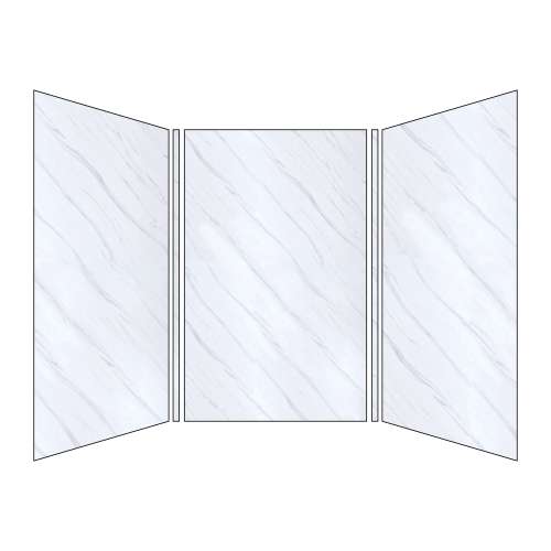 SMBWK606096-71 BelAir 60-In X 60-In X 96-In Glue To Wall 3-Piece Shower Wall Kit, Sedimentary