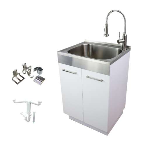 Samuel Müeller 24in All-in-One Laundry/Utility Cabinet Kit with Faucet and Accessories