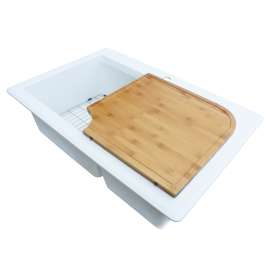 TCBJ1716 17-in x 17-in x 1-in Bamboo Cutting Board for SMRTDJ3322, SMRUDJ3118 silQgranite Kitchen Sinks