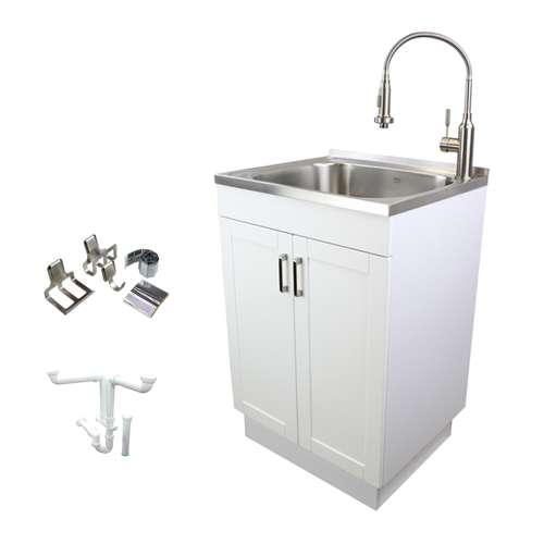 Samuel Müeller 24in All-in-One Laundry/Utility Sink Kit with Magnetic Sink Accessories