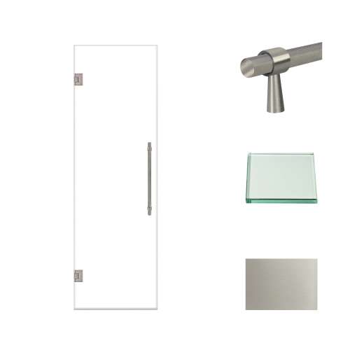 Samuel Müeller SMEHTA257610C-BK-BS Ethan 25-in W x 76-in H Hinged Shower Door in Brushed Stainless with Clear Glass