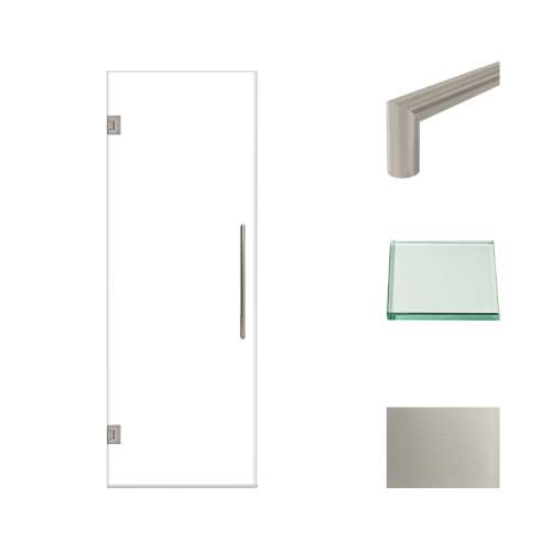 Samuel Müeller SMEHTA277610C-T-BS Ethan 27-in W x 76-in H Hinged Shower Door in Brushed Stainless with Clear Glass