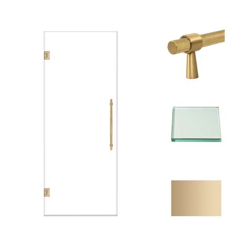 Samuel Müeller SMEHTA307610C-BK-CB Ethan 30-in W x 76-in H Hinged Shower Door in Champagne Bronze with Clear Glass