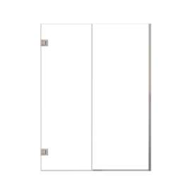 Ethan 56-in W x 76-in H Hinged Shower Door in Brushed Stainless with Clear Glass, SMEHTB-56267610C-BS