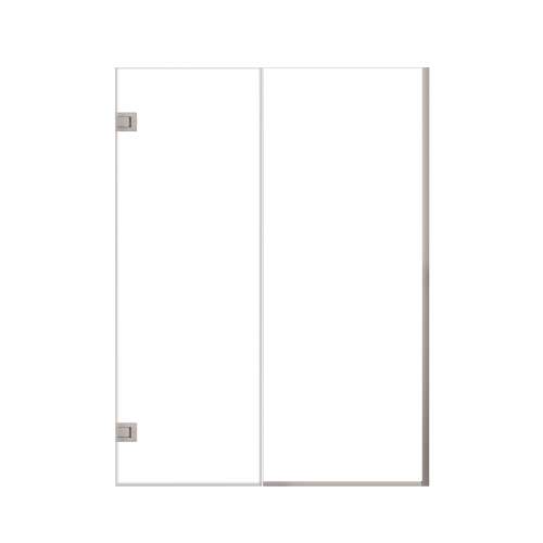 Ethan 56-in W x 76-in H Hinged Shower Door in Brushed Stainless with Clear Glass, SMEHTB-56267610C-BS