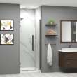 Samuel Müeller SMEHTB30247610C-BK-MB Ethan 30-in W x 76-in H Hinged Shower Door in Matte Black with Clear Glass