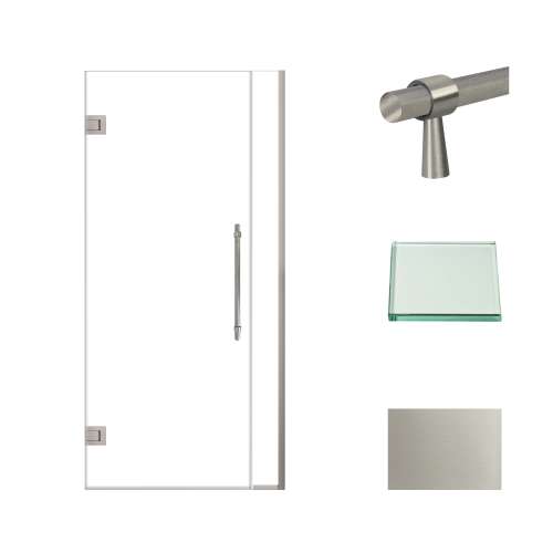 Samuel Müeller SMEHTB35297610C-BK-BS Ethan 35-in W x 76-in H Hinged Shower Door in Brushed Stainless with Clear Glass