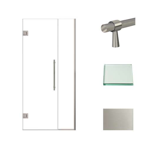 Samuel Müeller SMEHTB36247610C-BK-BS Ethan 36-in W x 76-in H Hinged Shower Door in Brushed Stainless with Clear Glass