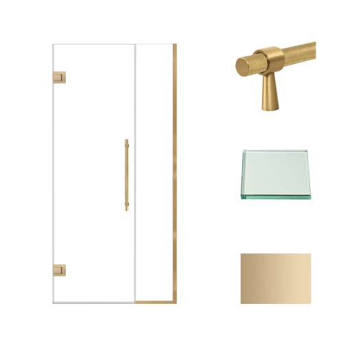 Samuel Müeller SMEHTB365247610C-BK-CB Ethan 36.5-in W x 76-in H Hinged Shower Door in Champagne Bronze with Clear Glass