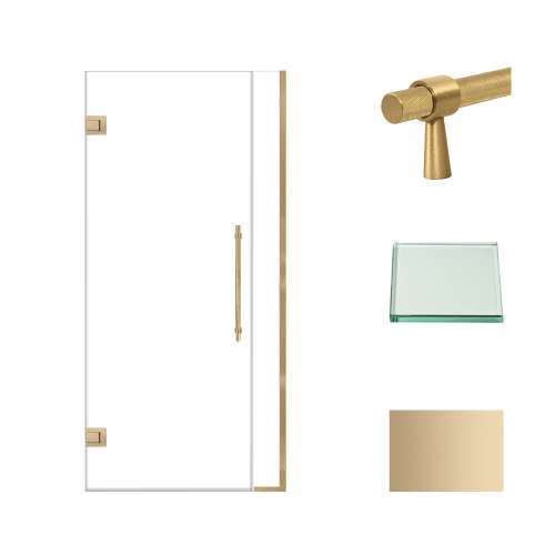 Samuel Müeller SMEHTB365307610C-BK-CB Ethan 36.5-in W x 76-in H Hinged Shower Door in Champagne Bronze with Clear Glass